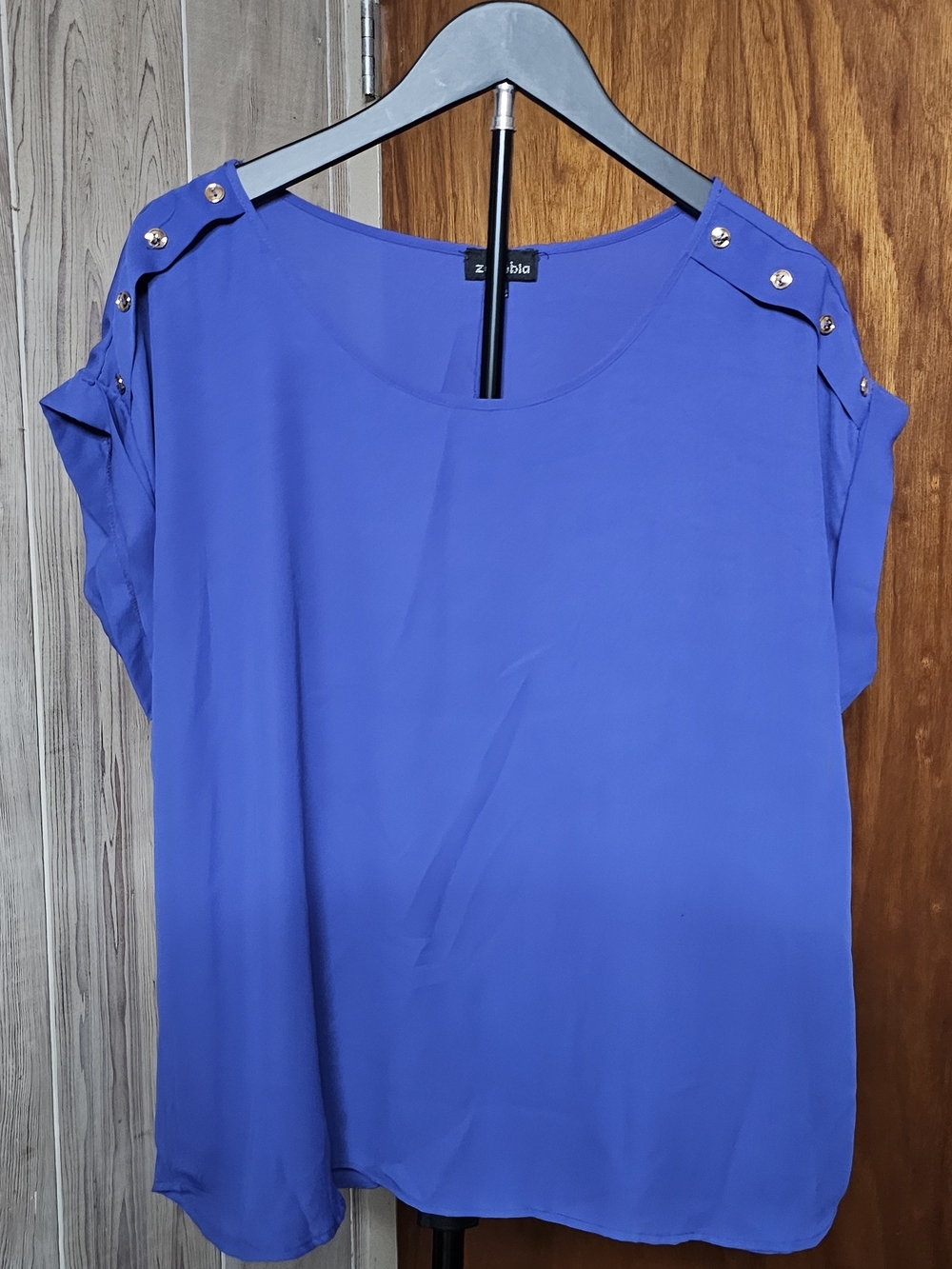 Zenobia Cobalt Button-Accent Blouse